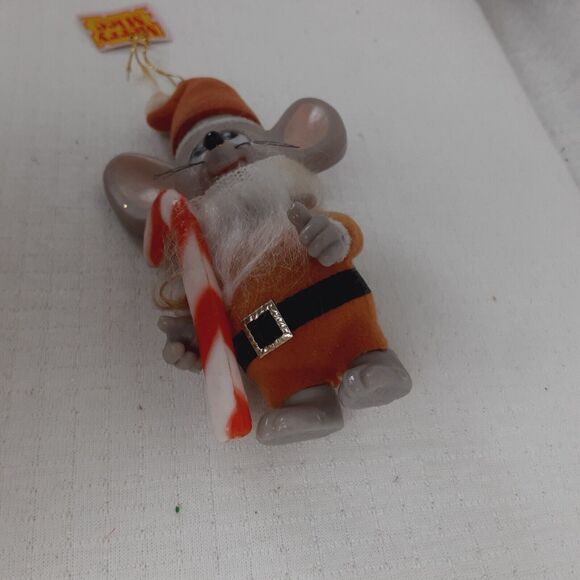 Merry Mice 1979 Vintage 5" Mouse with Red Christmas Santa Suit & Candy Cane - Picture 7 of 12